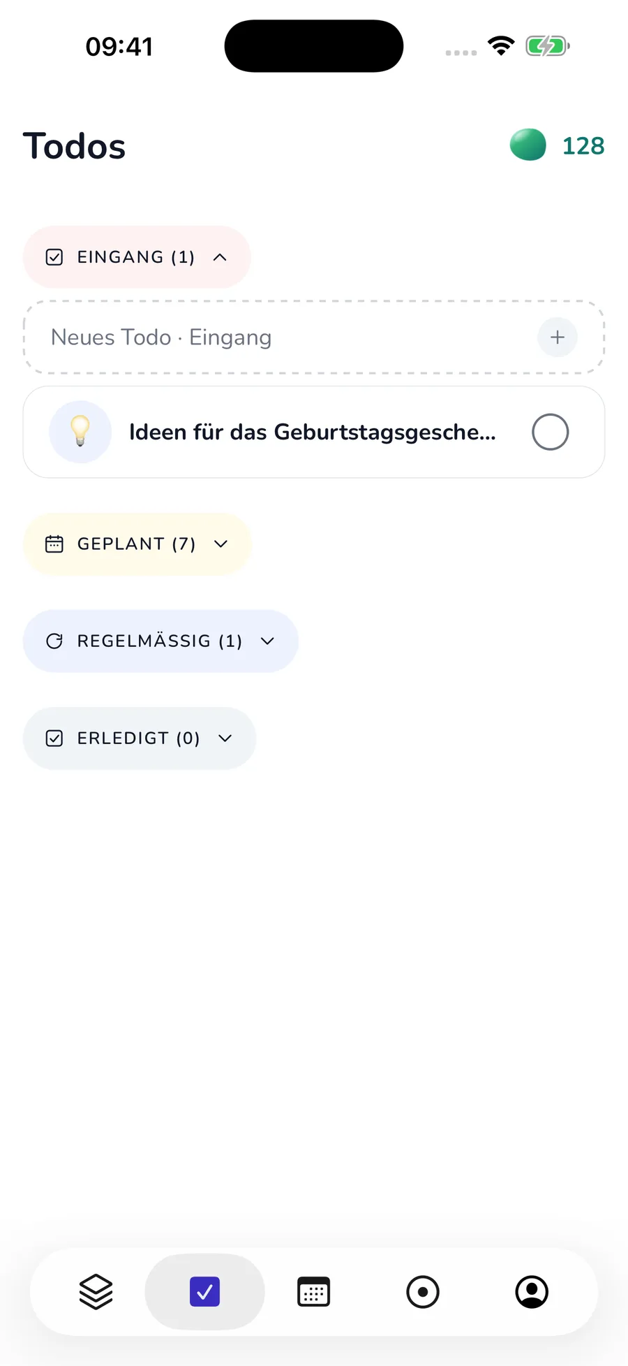 Aktuelle native Todo-Übersicht